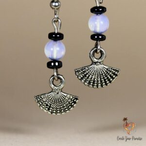 Boucles d'oreilles Eventail Hematite